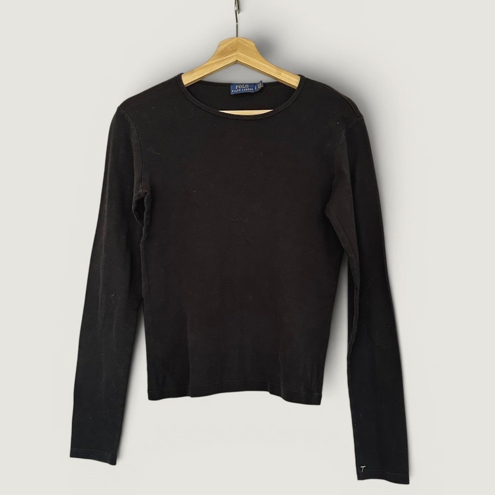 Polo Ralph Lauren Women's Black‎ Long Sleeve Shirt Size Large Soft Knit Top